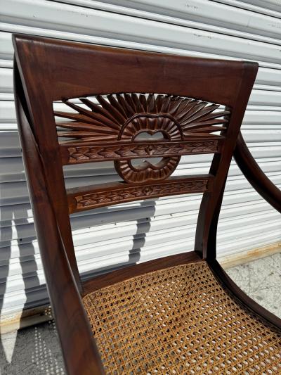 British Colonial Style Cane Seat Armchair
