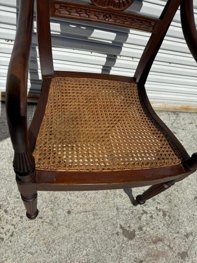 British Colonial Style Cane Seat Armchair