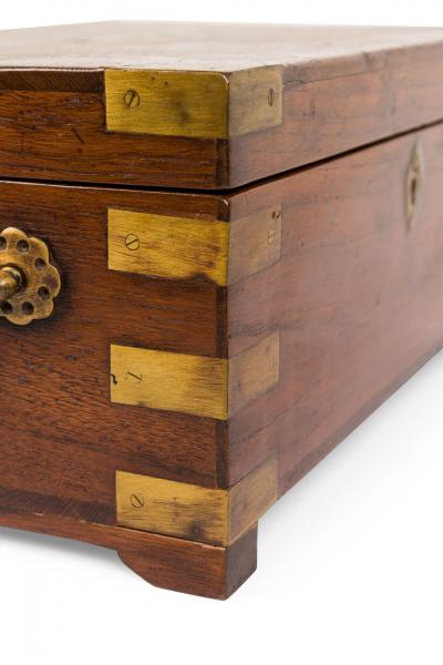 British Colonial Teak and Brass Hinged Top Box