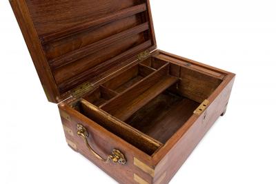 British Colonial Teak and Brass Hinged Top Box