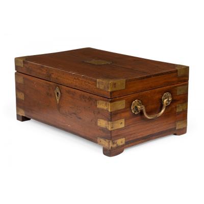 British Colonial Teak and Brass Hinged Top Box