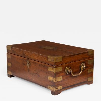 British Colonial Teak and Brass Hinged Top Box