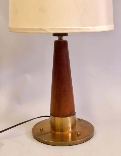 British Mid Century Modern Teak and Brass Marine Desk or Table Lamp 1930