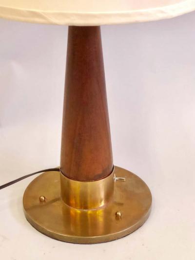 British Mid Century Modern Teak and Brass Marine Desk or Table Lamp 1930