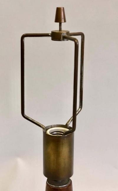 British Mid Century Modern Teak and Brass Marine Desk or Table Lamp 1930