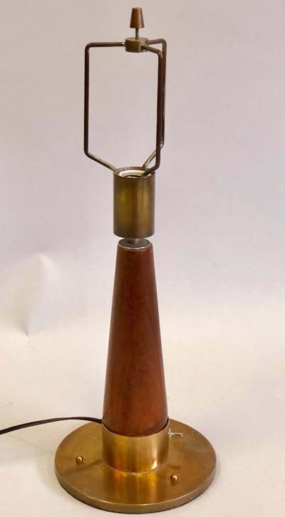 British Mid Century Modern Teak and Brass Marine Desk or Table Lamp 1930