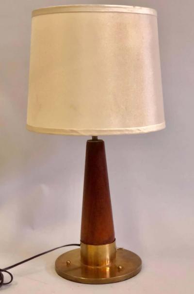 British Mid Century Modern Teak and Brass Marine Desk or Table Lamp 1930