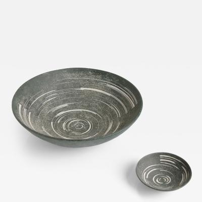 Britt Louise Sundell TWO BRITT LOUISE SUNDELL SPIRAL BOWLS FOR GUSTAVSBERGS STUDIO SWEDEN 1960