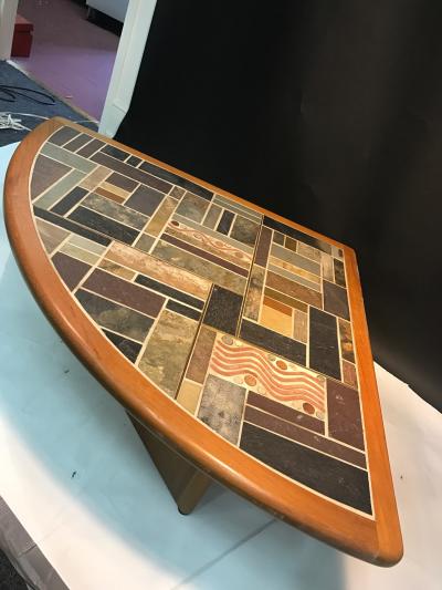 Britt Sallingboe Great Danish Modern Mosaic Tile Top Triangle Wedge Coffee Table