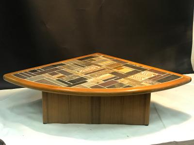 Britt Sallingboe Great Danish Modern Mosaic Tile Top Triangle Wedge Coffee Table