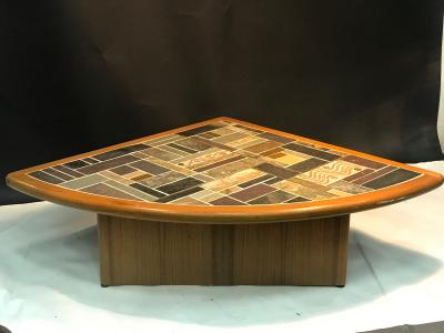 Britt Sallingboe Great Danish Modern Mosaic Tile Top Triangle Wedge Coffee Table
