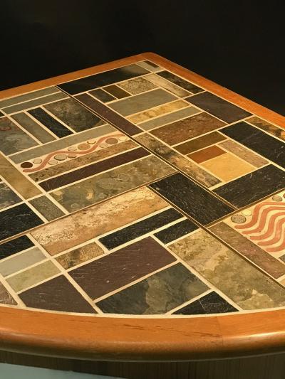 Britt Sallingboe Great Danish Modern Mosaic Tile Top Triangle Wedge Coffee Table