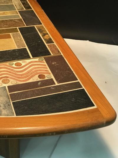 Britt Sallingboe Great Danish Modern Mosaic Tile Top Triangle Wedge Coffee Table