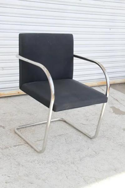 Brno Black Fabric Tubular Dining Chairs by Knoll Set of 2