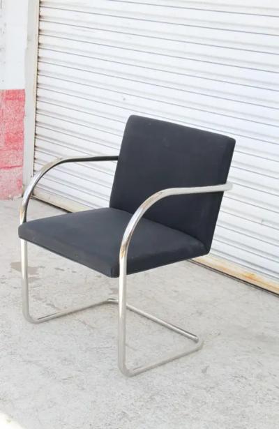 Brno Black Fabric Tubular Dining Chairs by Knoll Set of 2