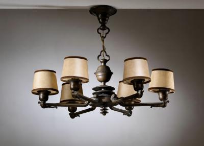 Bronze 6 armed chandelier