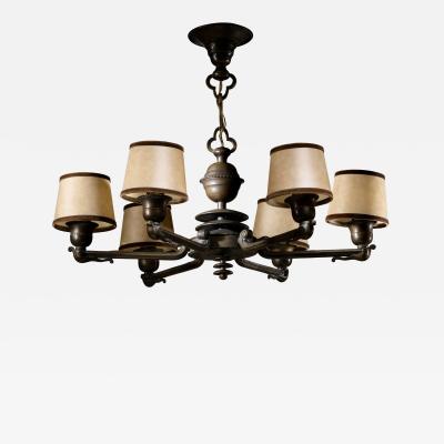 Bronze 6 armed chandelier