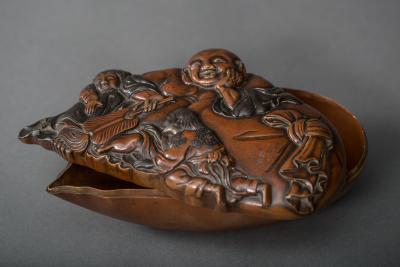 Bronze Box in Hotei Shojo Design With Silver