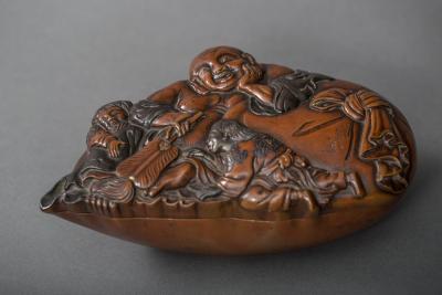 Bronze Box in Hotei Shojo Design With Silver