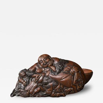 Bronze Box in Hotei Shojo Design With Silver