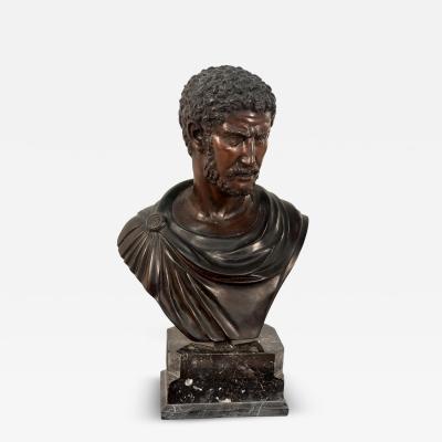 Bronze Bust of Roman Emperor Caracalla on Marble Base
