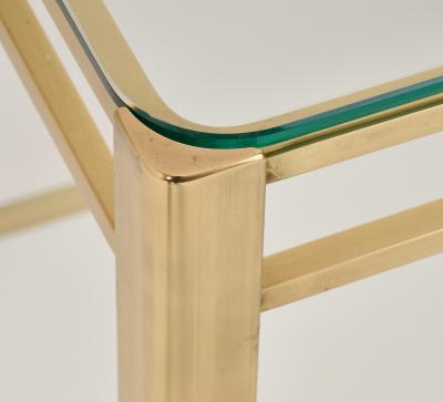 Bronze Console Table with Two Clear Glass Shelves France 1970s