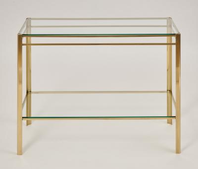 Bronze Console Table with Two Clear Glass Shelves France 1970s