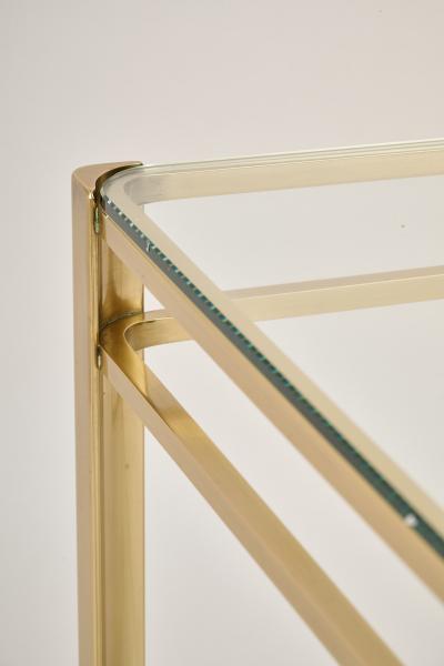 Bronze Console Table with Two Clear Glass Shelves France 1970s