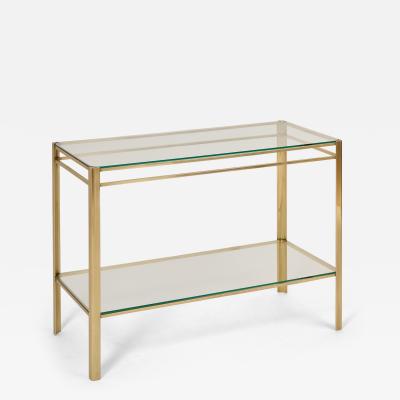 Bronze Console Table with Two Clear Glass Shelves France 1970s