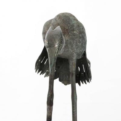 Bronze Crane Figure circa 1800