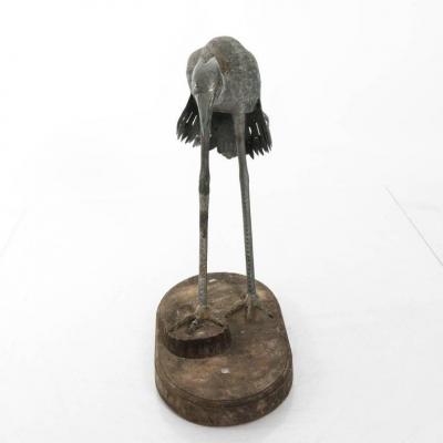 Bronze Crane Figure circa 1800
