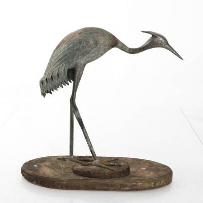 Bronze Crane Figure circa 1800