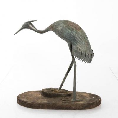 Bronze Crane Figure circa 1800
