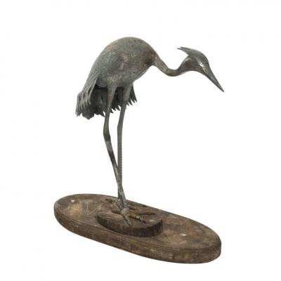 Bronze Crane Figure circa 1800