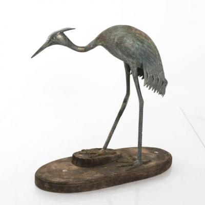 Bronze Crane Figure circa 1800