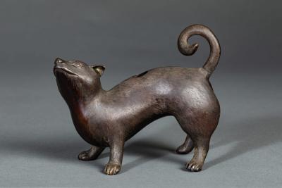 Bronze Koro incense burner of a Weasel