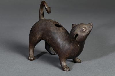 Bronze Koro incense burner of a Weasel