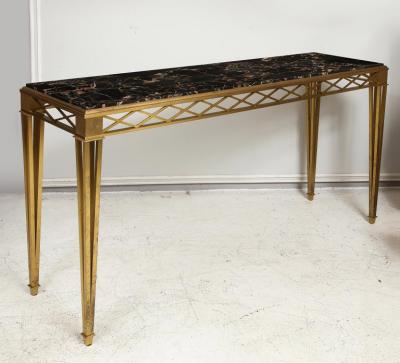Bronze Marble top Console in the Art Deco Manner