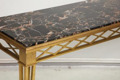 Bronze Marble top Console in the Art Deco Manner