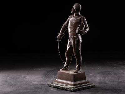 Bronze Patinated statue of Fencer G Devreese 1861 1941
