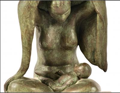Bronze Sculpture of Mother and Child Jose Kuri Brena Mexican 1914 2004 