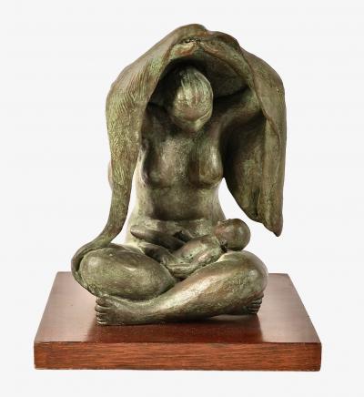 Bronze Sculpture of Mother and Child Jose Kuri Brena Mexican 1914 2004 