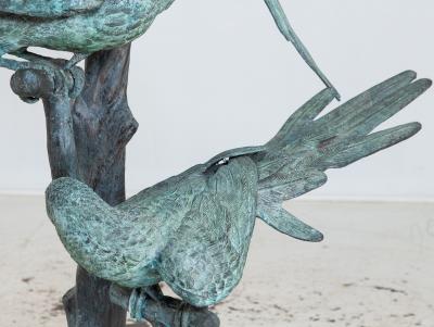 Bronze Sculpture of Three Parrots Italy Mid 20th C 