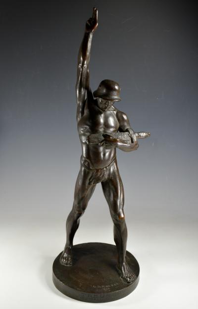 Bronze Sculpture of a Soldiers Pledge of Allegiance Social Realism World War 1