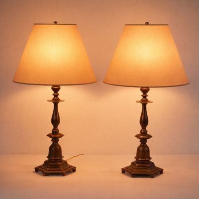 Bronze Table Lamps with Hexagonal Bases