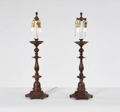 Bronze Table Lamps with Hexagonal Bases