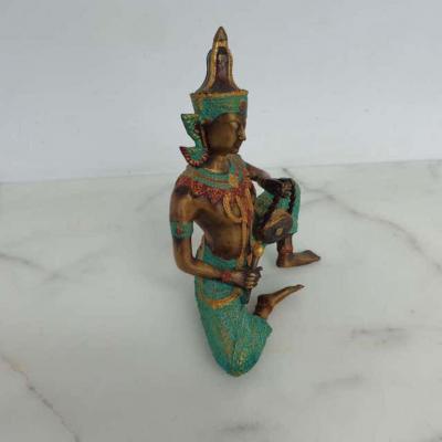 Bronze Thai Sculpture of Musician Playing Drum