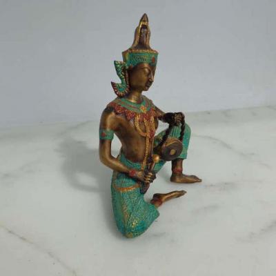 Bronze Thai Sculpture of Musician Playing Drum