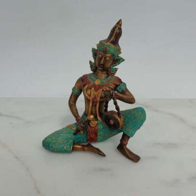 Bronze Thai Sculpture of Musician Playing Drum