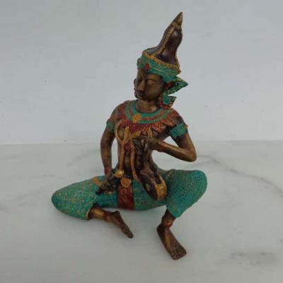 Bronze Thai Sculpture of Musician Playing Drum